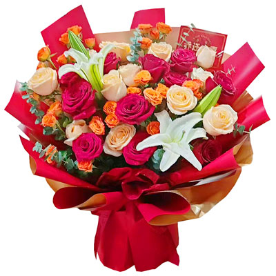 昭通19朵玫瑰百合，爱情永不凋零