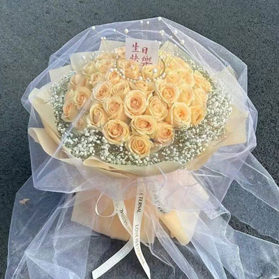 昭通52朵香槟玫瑰满天星，你就是我的全部